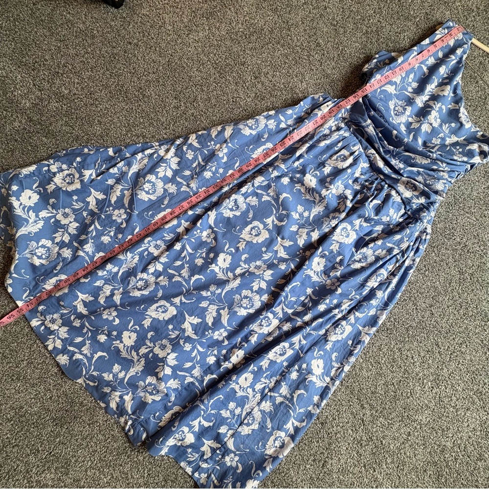 NWOT Abercrombie & Fitch Floral One-Shoulder Blue Maxi Dress size Large Petite - Picture 10 of 11